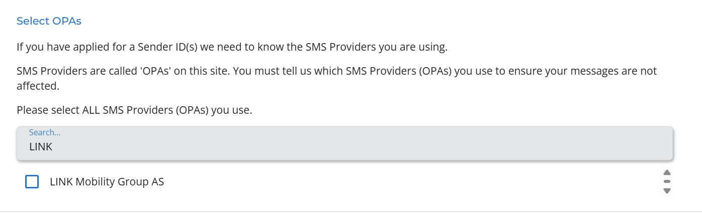 Select LINK Mobility as Provider