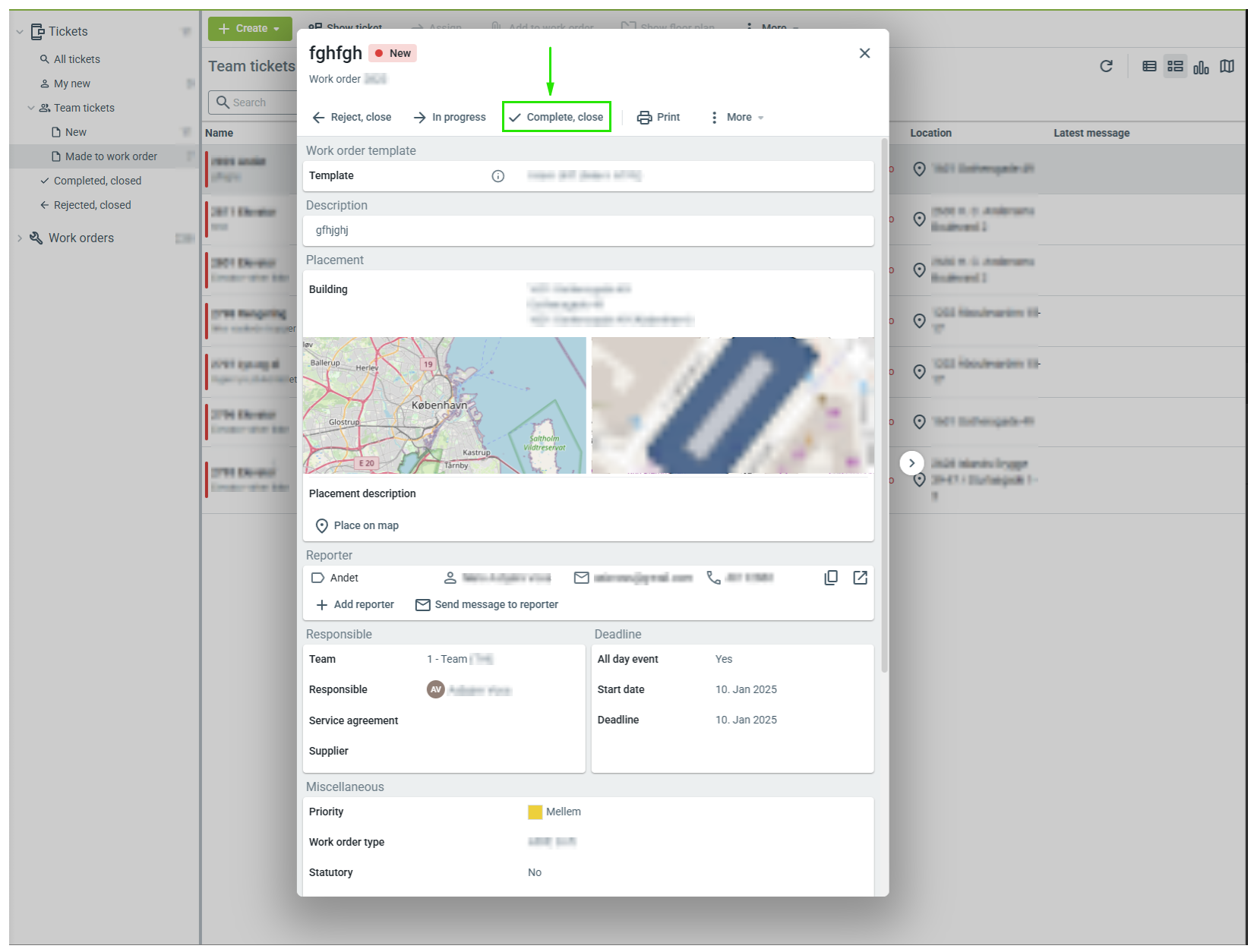 Completed work order