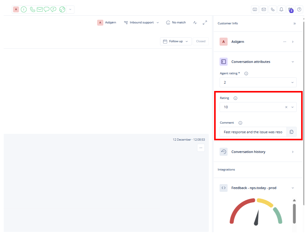 Conversation feedback data