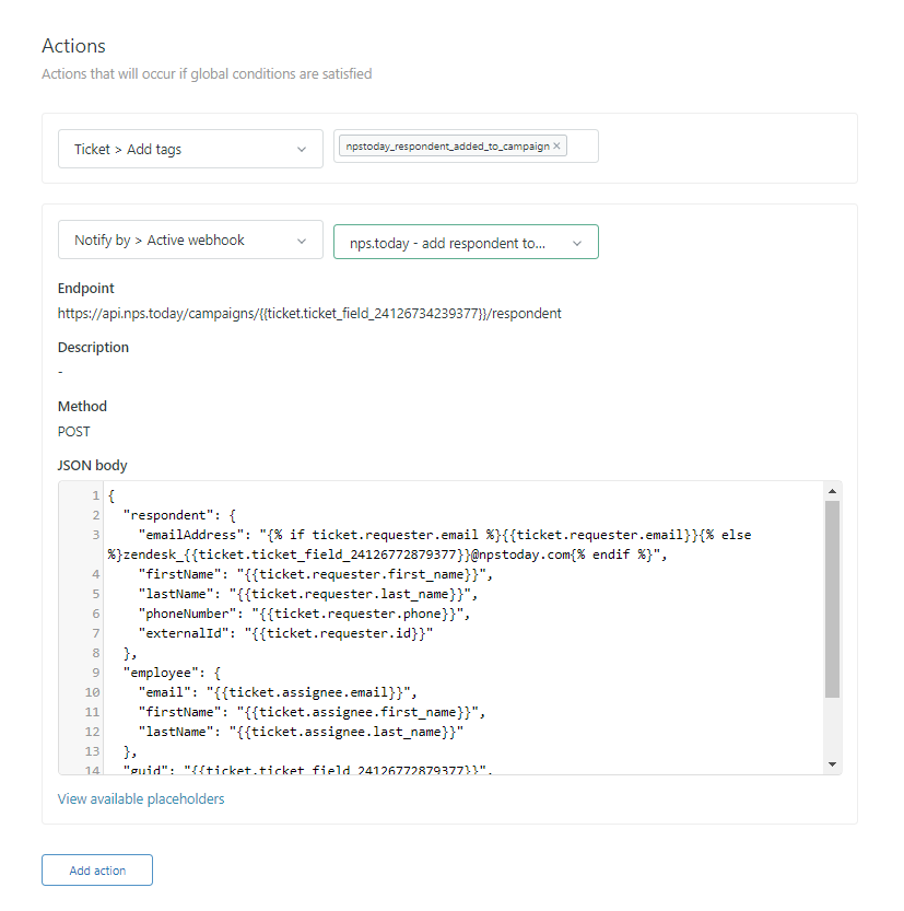 Trigger survey - action