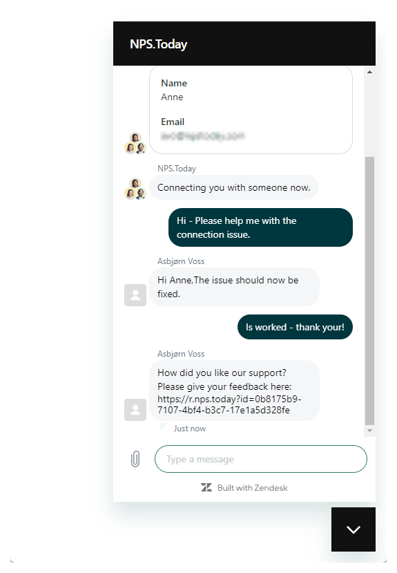 Messaging survey example