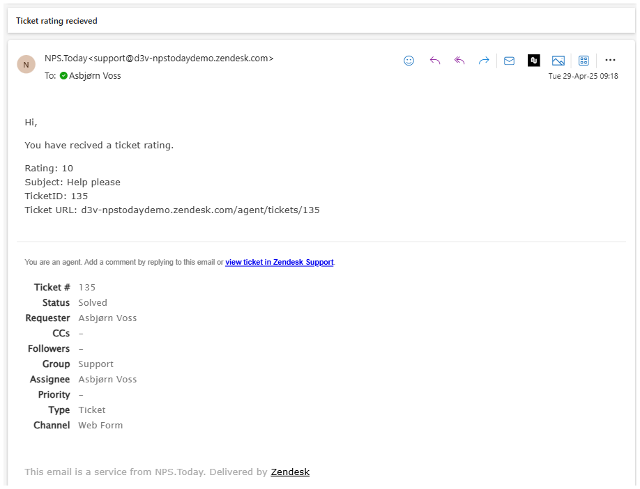 Zendesk email notifications