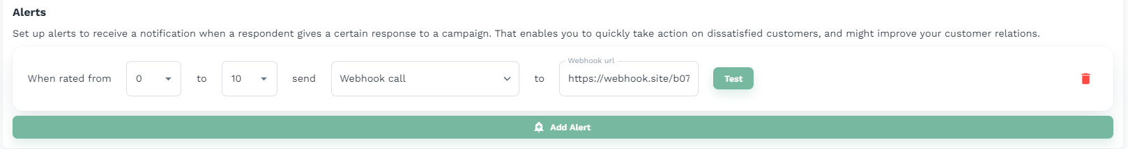 Webhook alert