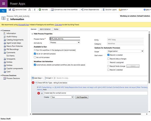 activities process builder