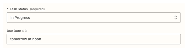 Task due date and status