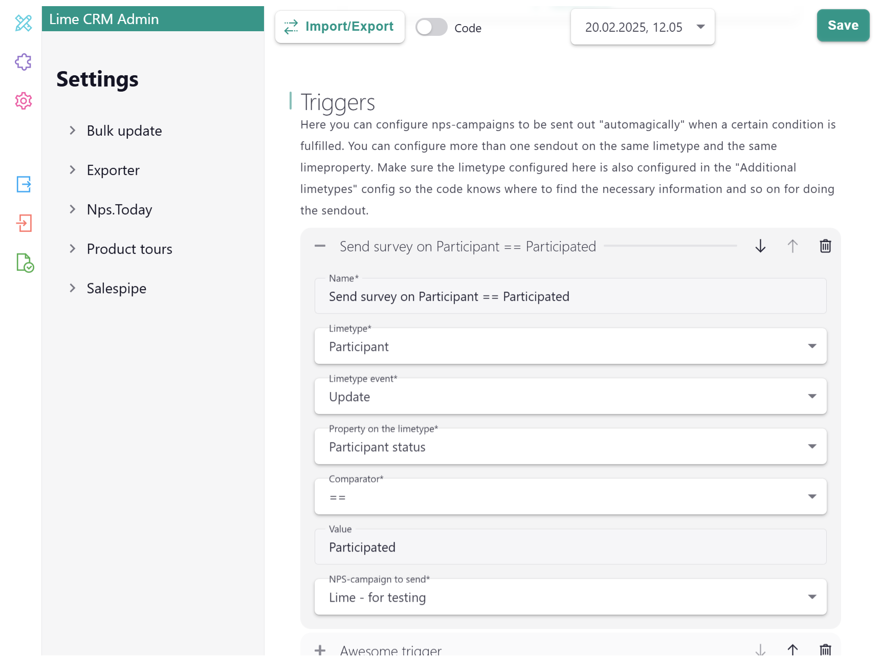Set-up automated triggers