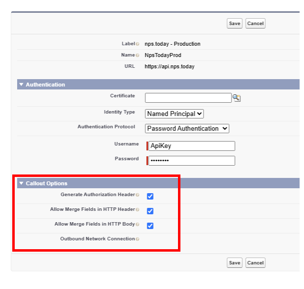 Named credentials - Callout Boxes