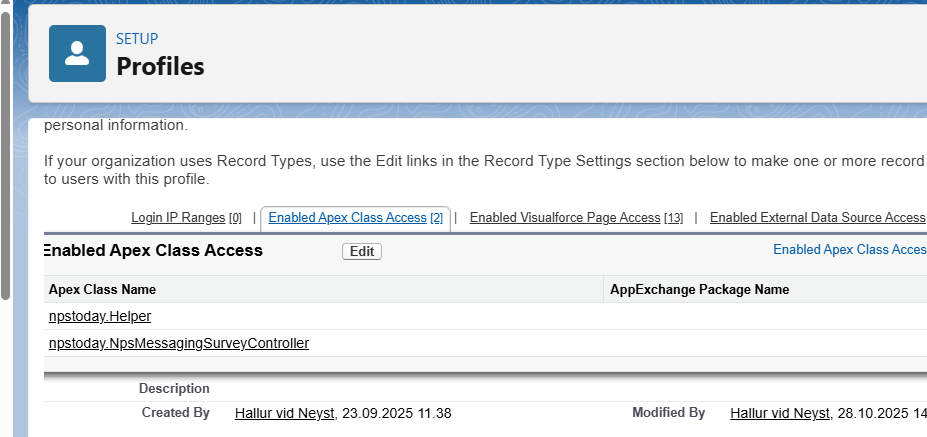 Enable Apex Class Access