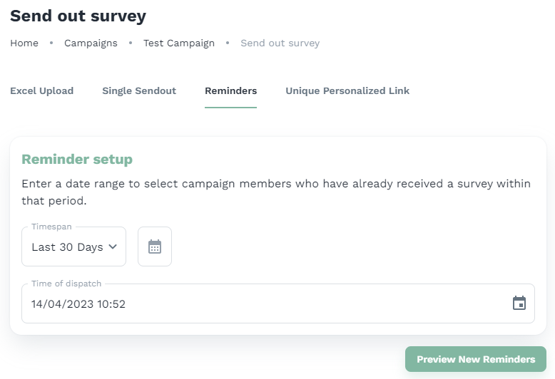 Send out survey page