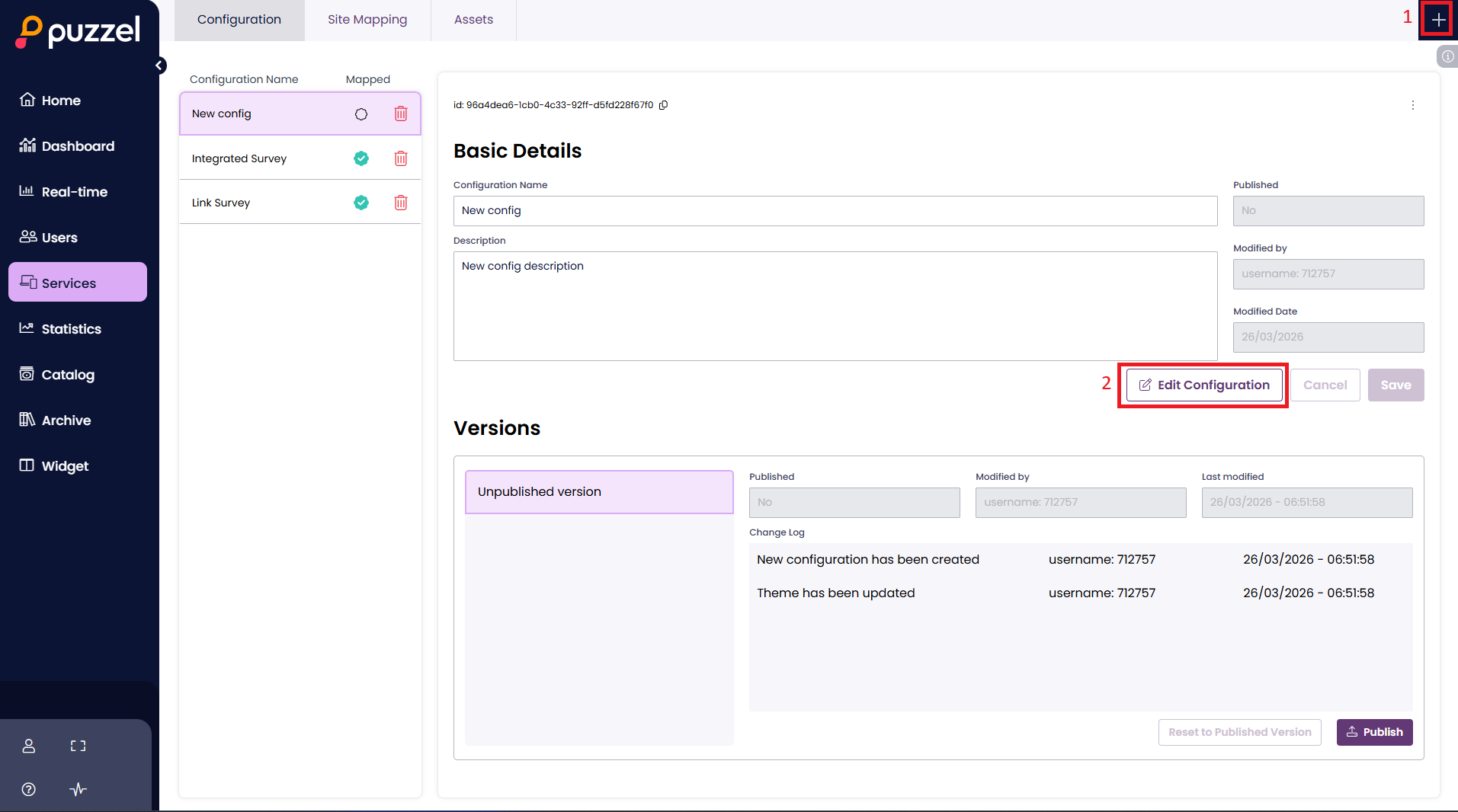 Create and edit configuration