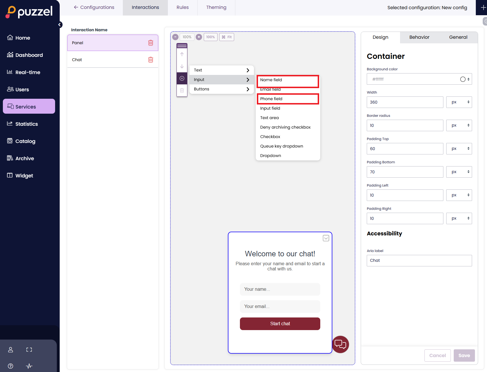 Phone or email input