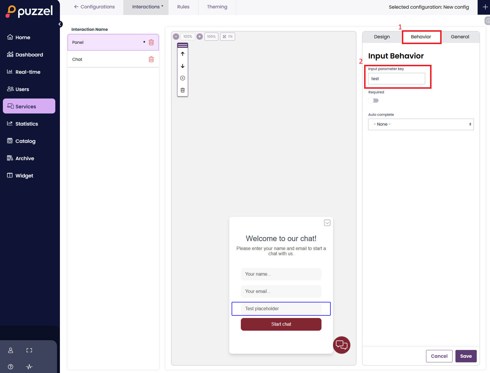 Set up generic input